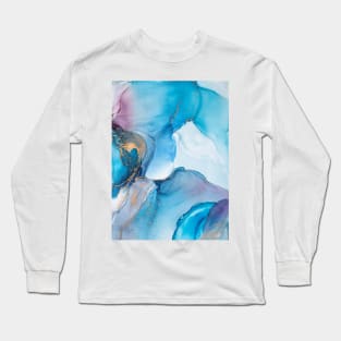 Sparkling green, turquoise, gold. Alcohol ink abstract Rainbow Vibrant. Style incorporates the swirls of marble or the ripples of agate. Long Sleeve T-Shirt